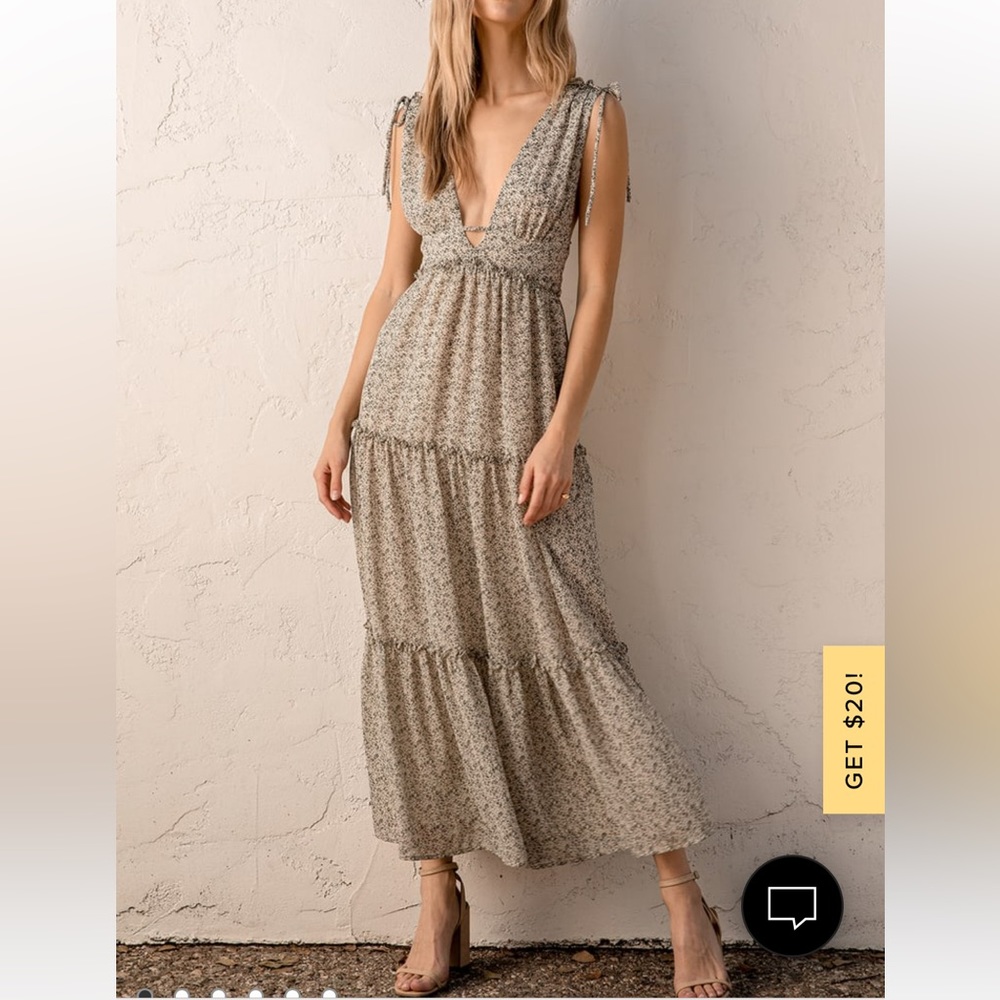 Wandering Wistfully Cream Floral Print Tiered Maxi Dress